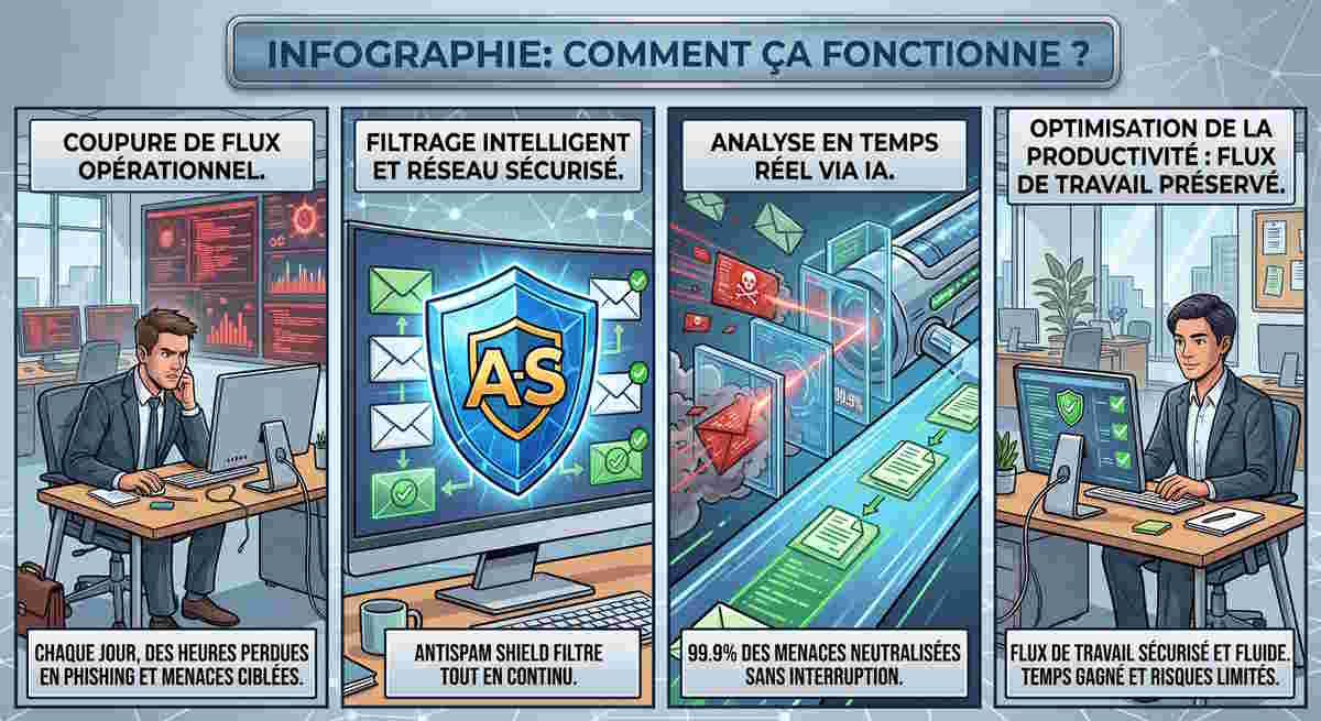 Infographie Fonctionnement Métier Antispam-Shield